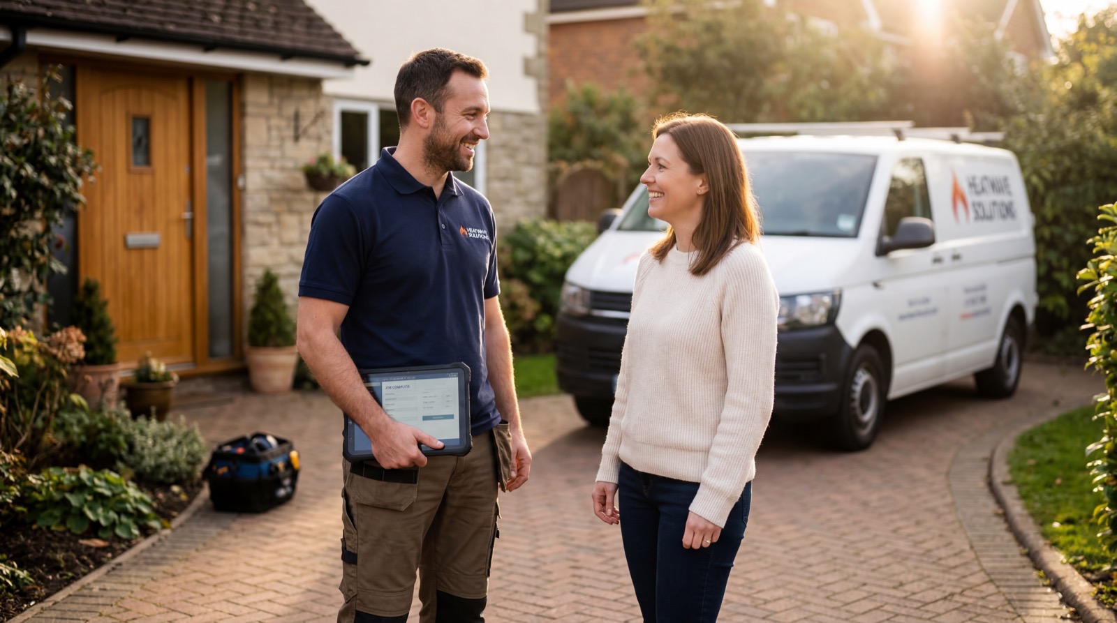 Handwerker mit Kundin